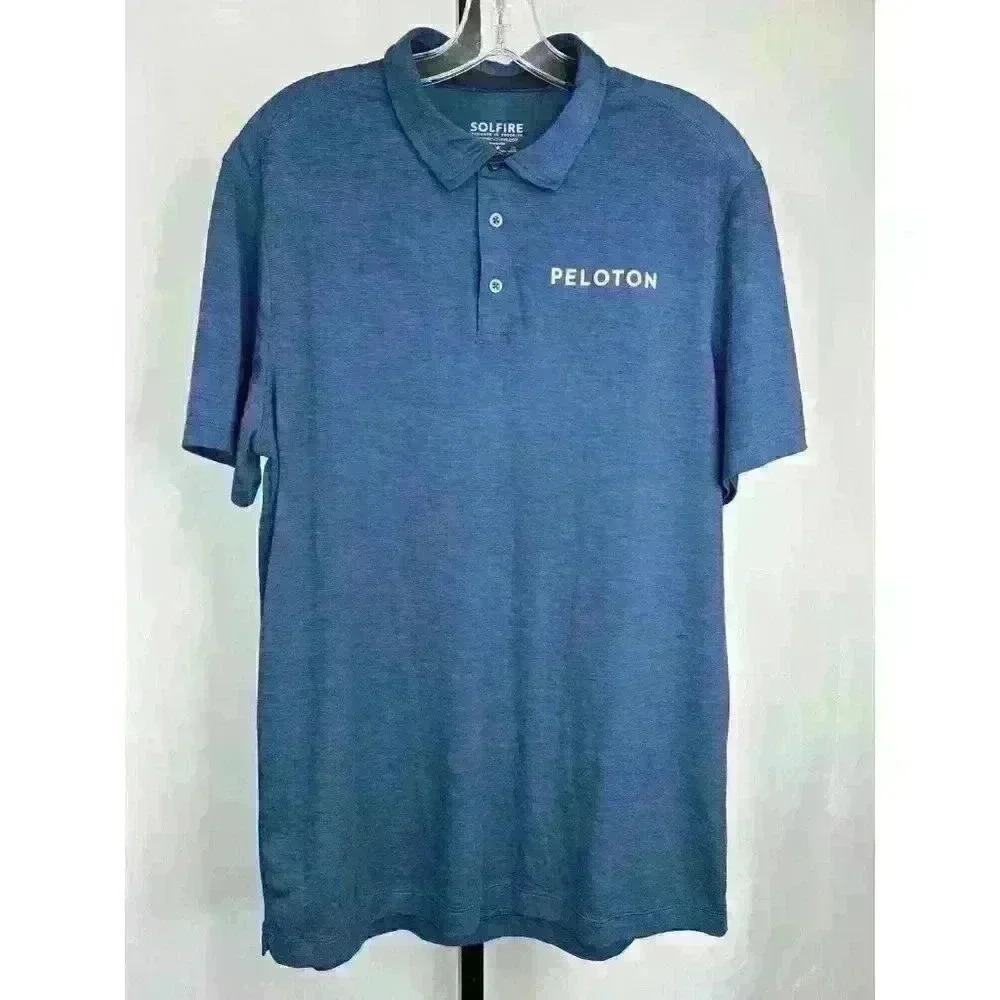 Solfire Peloton Men's Short Sleeve Polo Shirt Size L‎ Blue